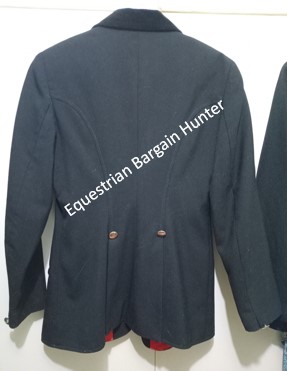 black horse riding jacket with black velvet collar - back view