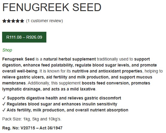 Fenugreek Seed by Honeyvale Herbs